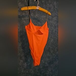 Florescent orange cut out 1 pc swimsuit